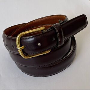 Trafalgar Cordoba Leather Belt Mens 36 Reddish Brown Solid Brass Made in USA Vtg